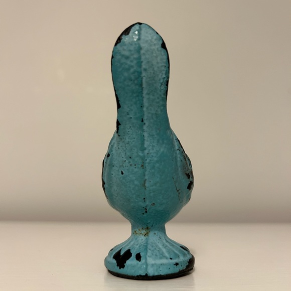 Vintage Cast Iron Turquoise Bird Paperweight Figurine - Picture 3 of 6